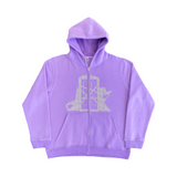 LAVENDER RHINESTONE ZIP UP HOODIE