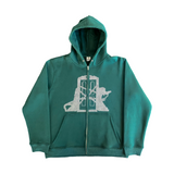 FOREST RHINESTONE ZIP UP HOODIE